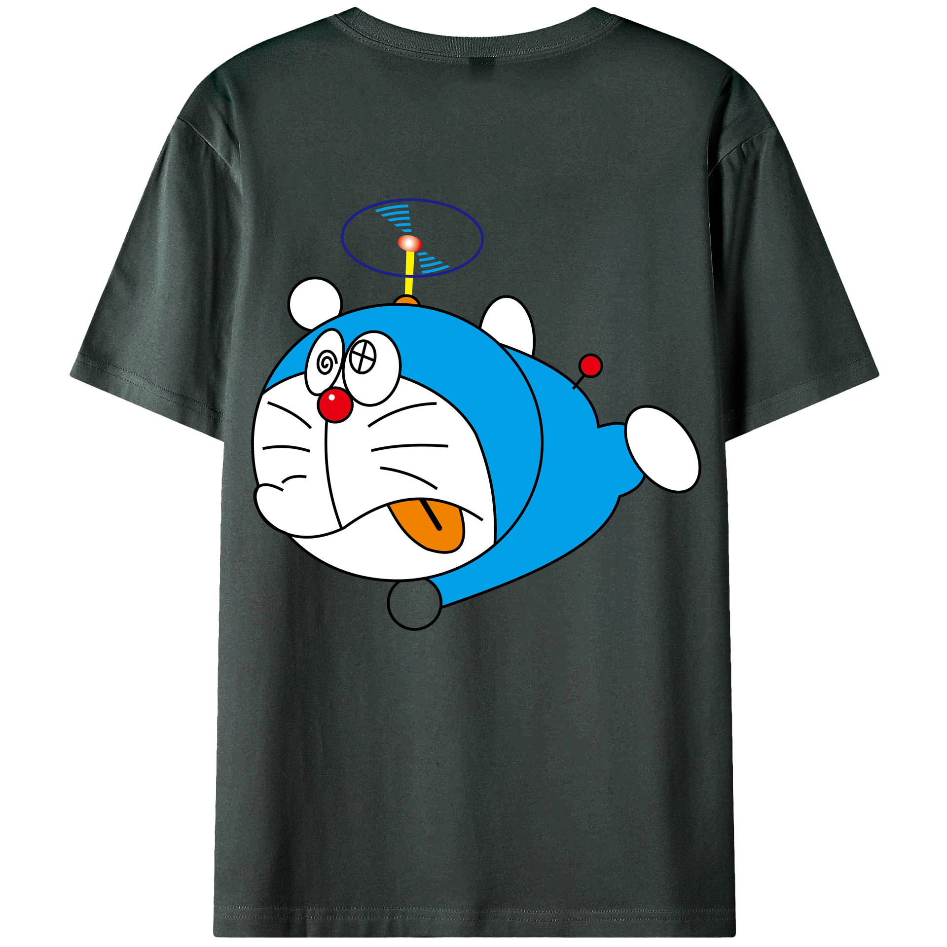 （画像用） ドラえもん Doraemon 綿100％ メンズ半袖Tシャツ（バックプリント） 通気性